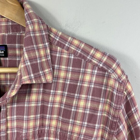 Patagonia Rose Mauve Pink Organic Cotton Plaid Flannel Shirt Size L Large - Picture 3 of 13